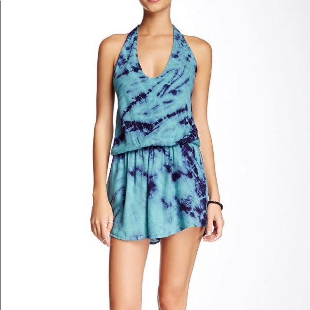 Young fabulous and broke halter tie dye romper